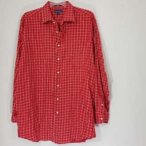 Paul Fredrick Red/White Button Down Shirt, Size 18-36